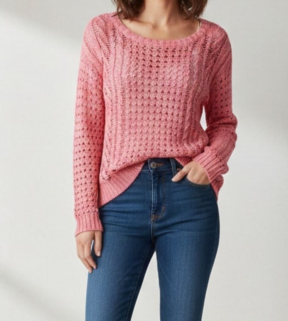 American Eagle XS Pink Open Weave Sweater